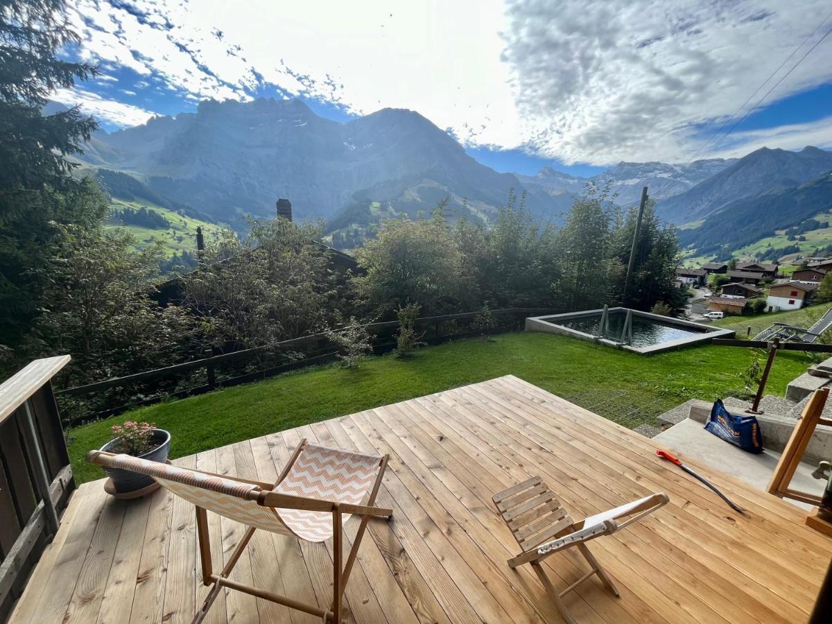 Chalet Sonnenheim, Wohnung Mit Panoramafenster Adelboden Exteriör bild